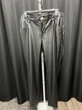 Lane Bryant Black Faux Leather Straight-Leg pant